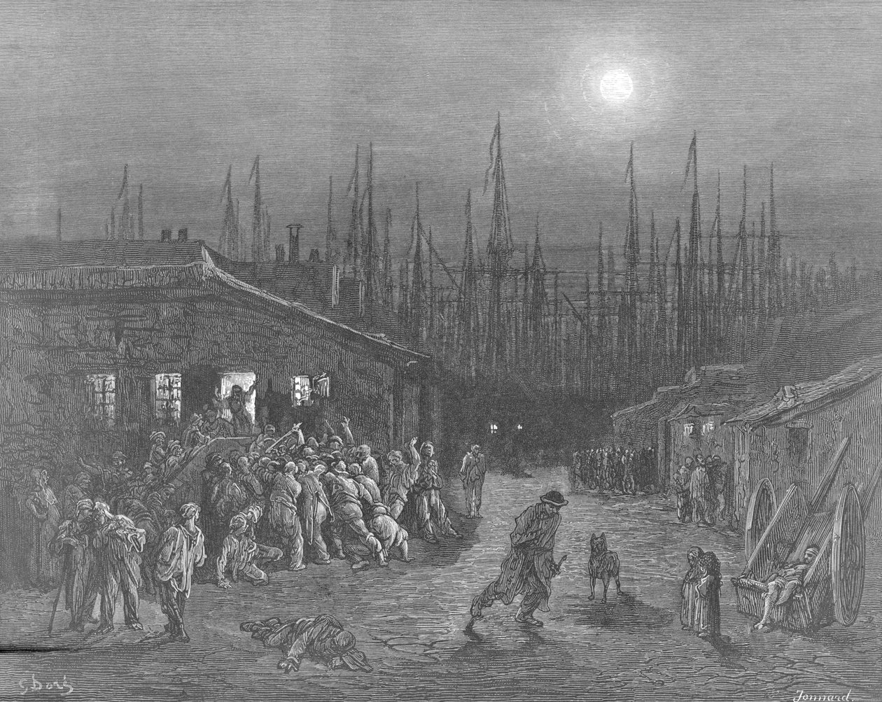 码头--夜景》，伦敦，1872年 作者 古斯塔夫·多尔（Gustave Dore）