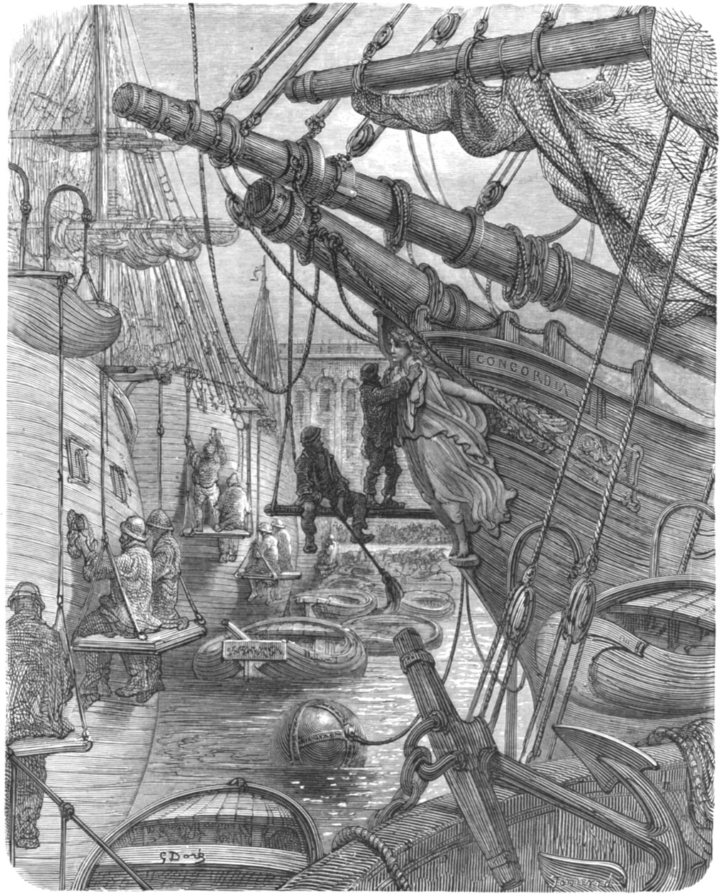 码头--康科迪亚》，1872年。   作者 古斯塔夫·多尔（Gustave Dore）