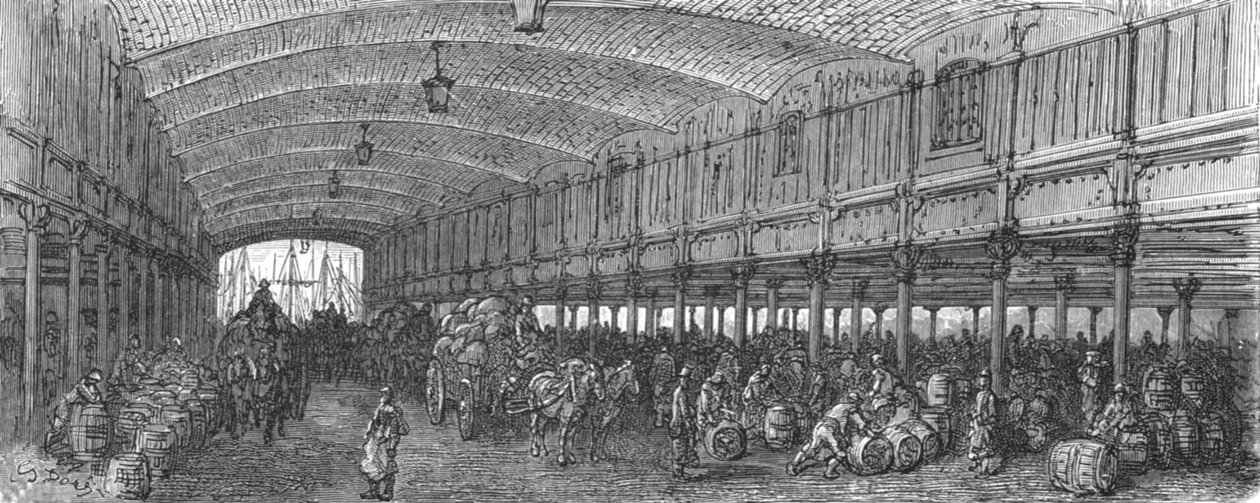 大仓库-圣凯瑟琳码头》，1872年。   作者 古斯塔夫·多尔（Gustave Dore）
