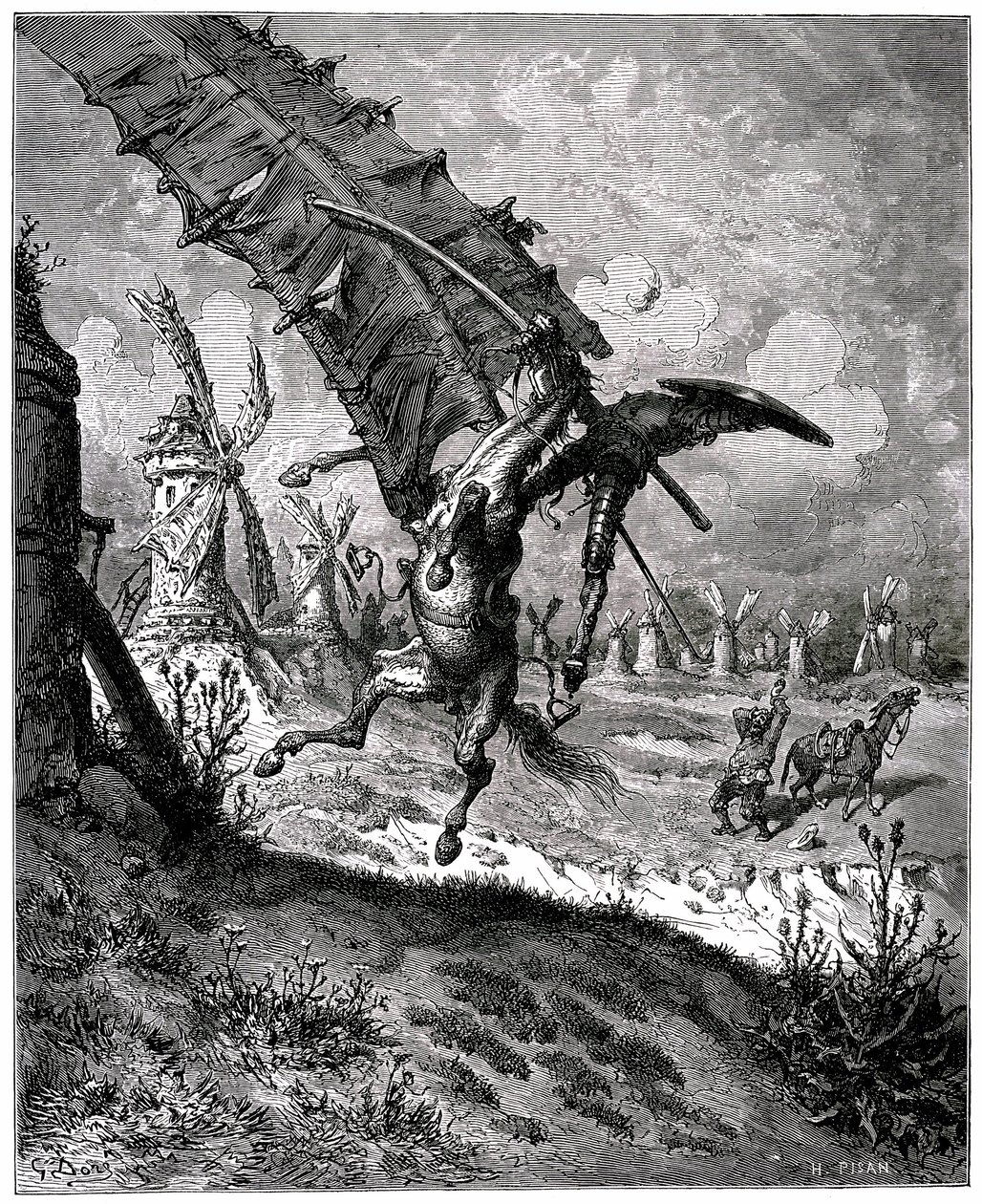 频道的巧妙Hidalgo Don Quixote，作者：Miguel de Cervantes 作者 古斯塔夫·多尔（Gustave Dore）