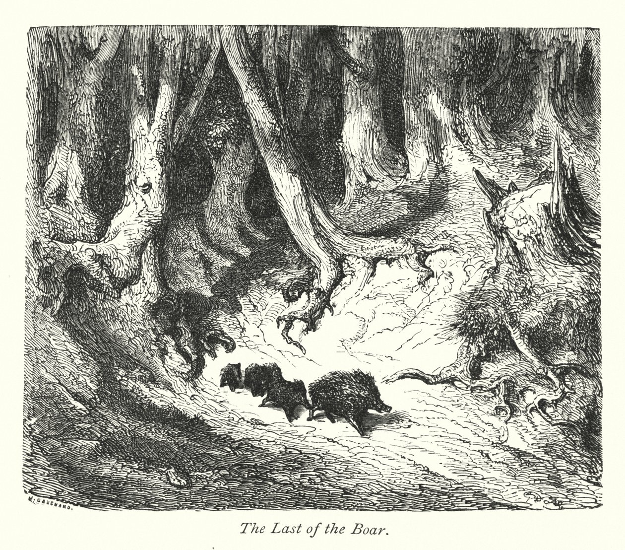 最后的野猪（雕刻） 作者 古斯塔夫·多尔（Gustave Dore）