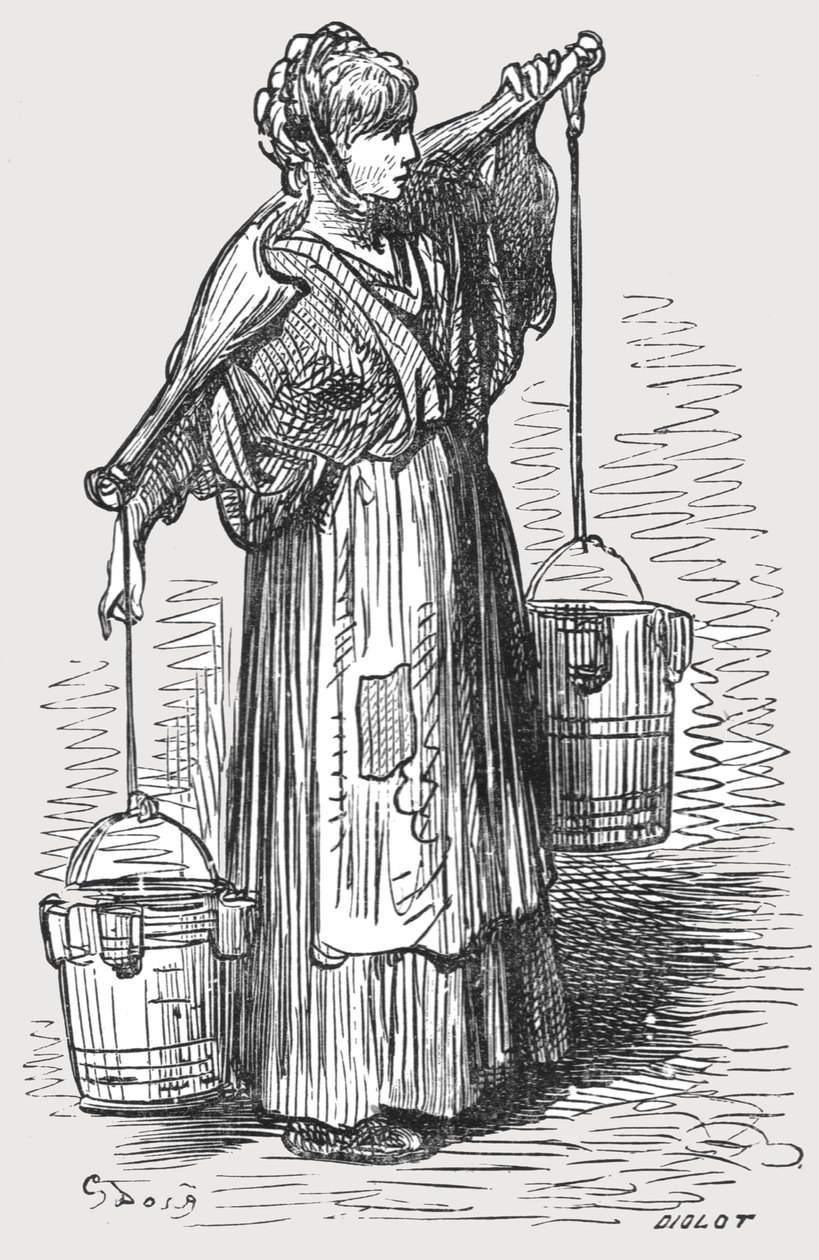 牛奶女人》，1872年。   作者 古斯塔夫·多尔（Gustave Dore）