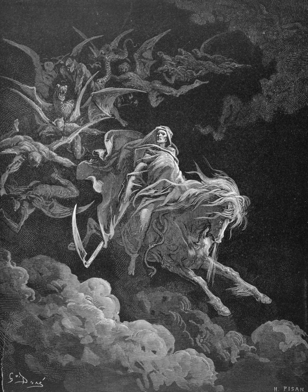 死亡的愿景，由Heliodore Joseph Pisan（1822-90）c.1868雕刻 作者 古斯塔夫·多尔（Gustave Dore）