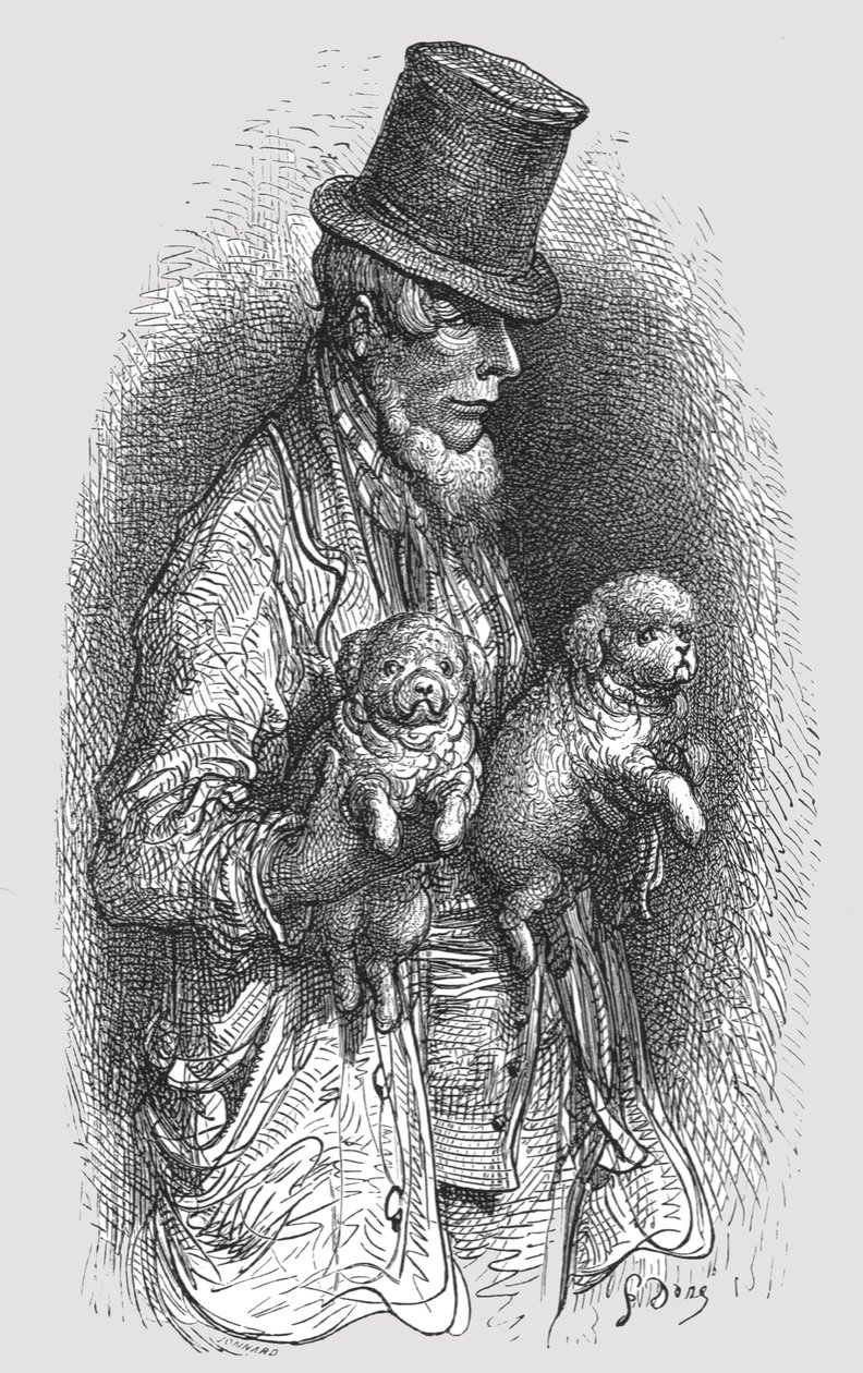 The West End Dog Fancier》，1872年。   作者 古斯塔夫·多尔（Gustave Dore）
