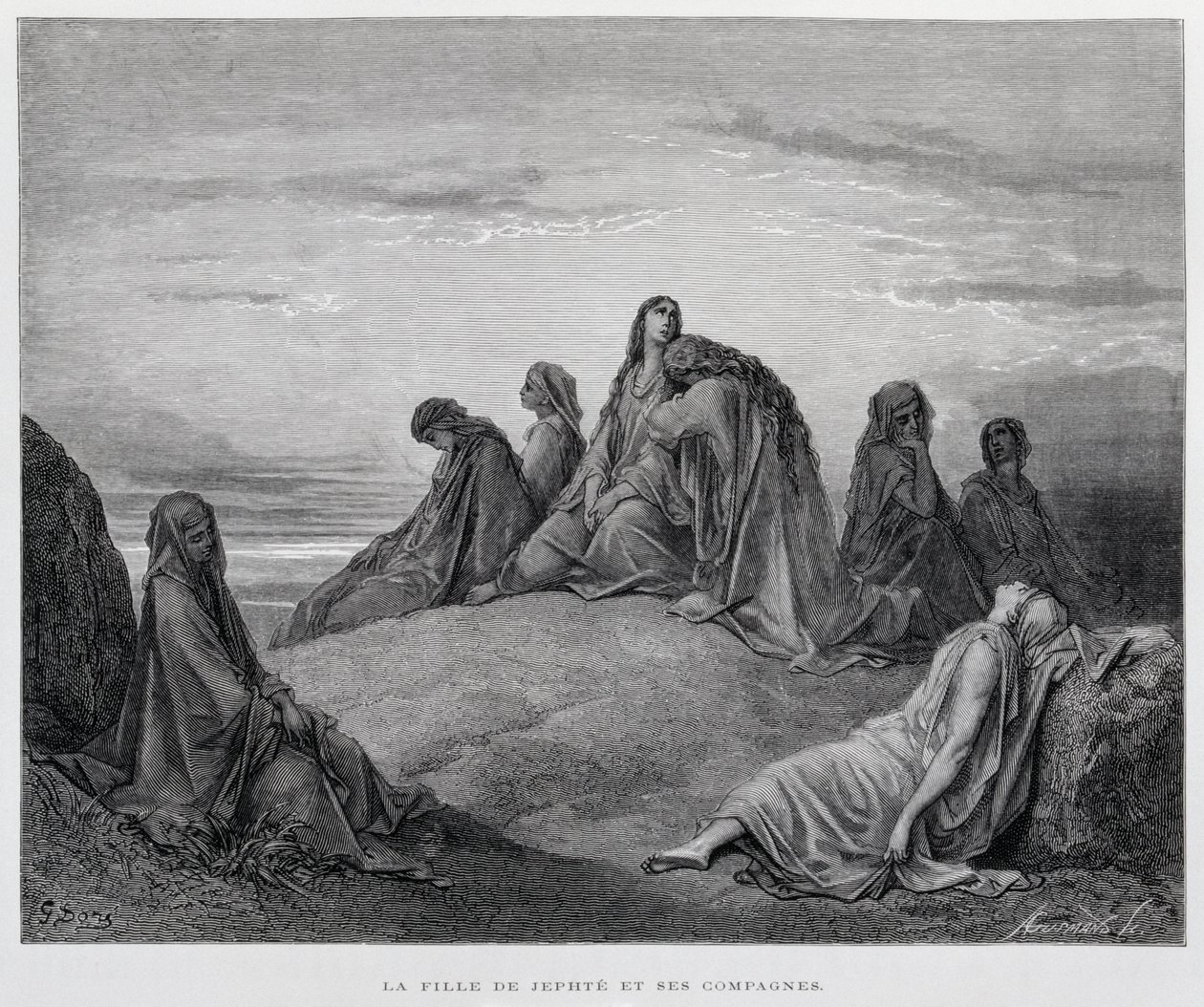 耶弗他的女儿们，《多尔圣经》插图 作者 古斯塔夫·多尔（Gustave Dore）