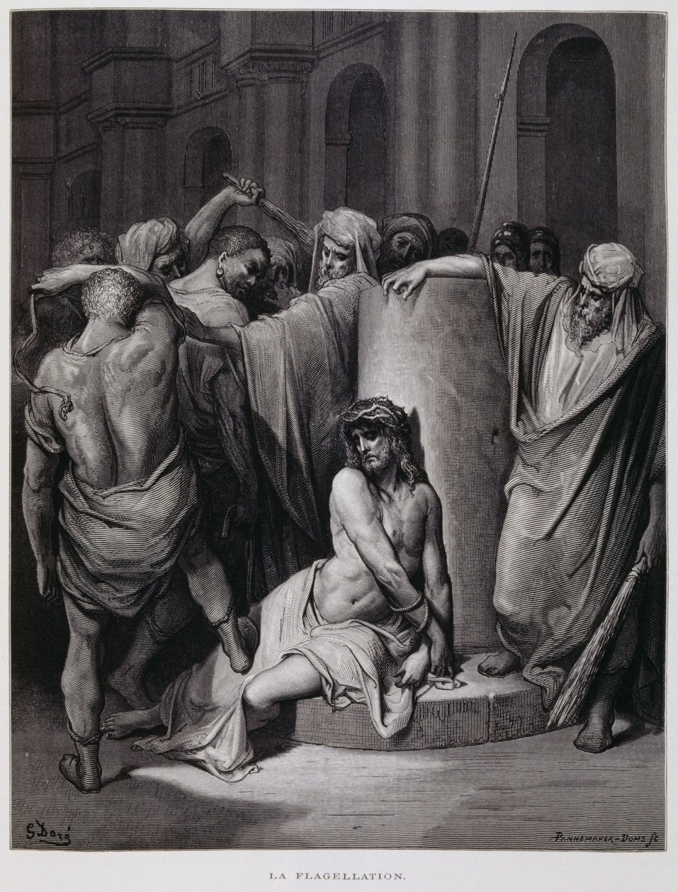 鞭打基督；多尔圣经插图 作者 古斯塔夫·多尔（Gustave Dore）