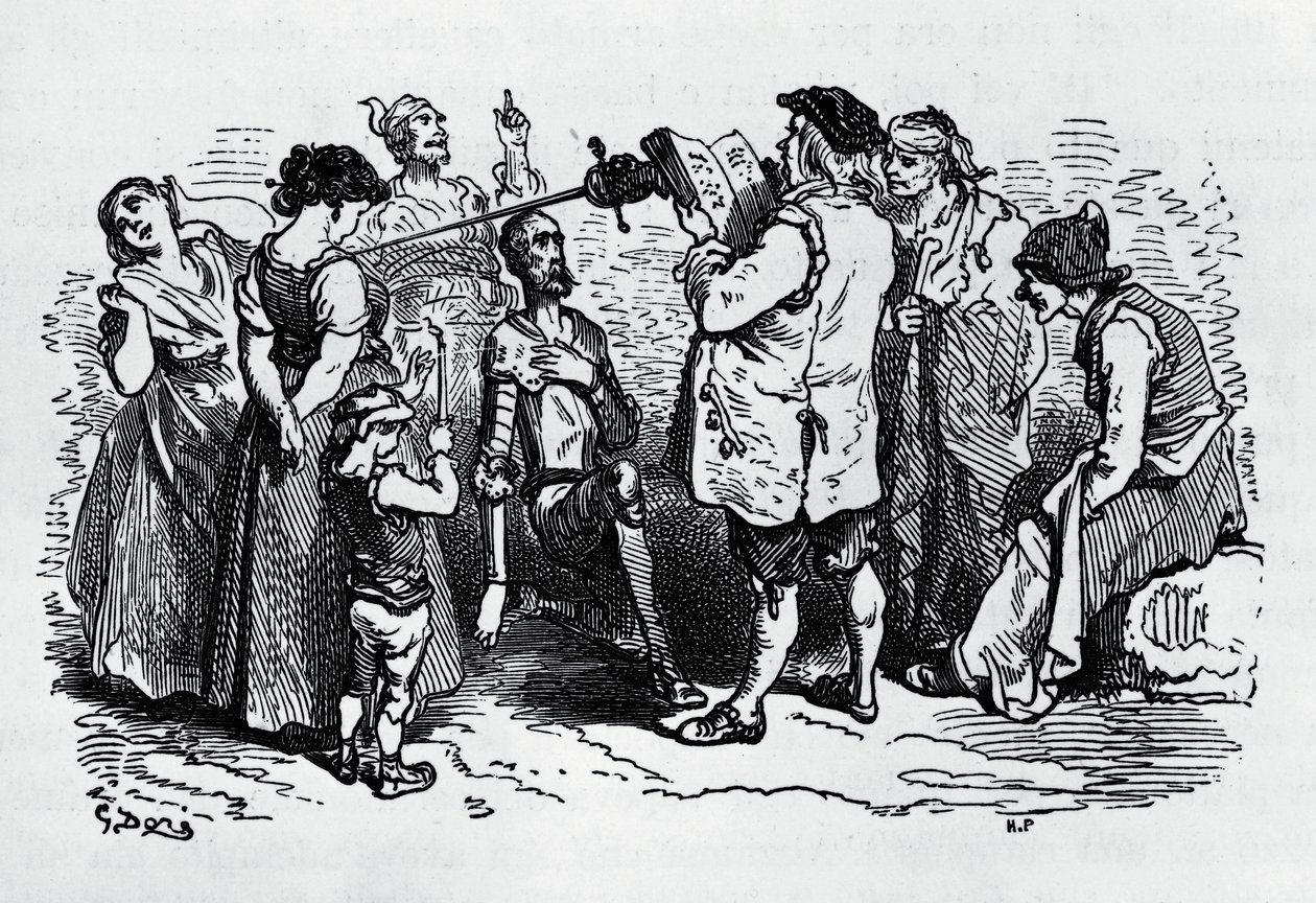 古斯塔夫-多尔（Gustave Dore）（1832-1883）为米格尔-德-塞万提斯-萨维德拉（1547-1616）的《堂吉诃德》绘制的感应图。 作者 古斯塔夫·多尔（Gustave Dore）