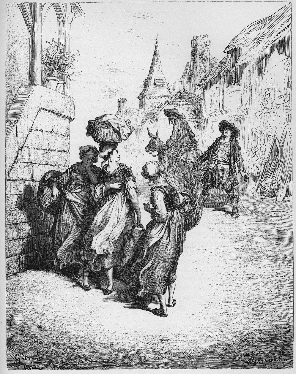 磨坊主，他的儿子和驴-珍·拉·芳丹的《寓言》 作者 古斯塔夫·多尔（Gustave Dore）