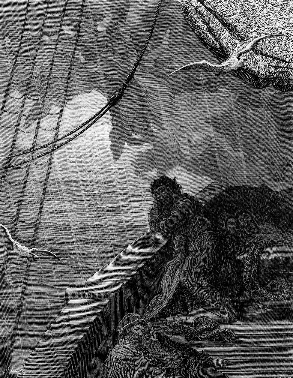 降雨开始下降，来自ST Coleridge的“The Riner of the Ancient Mariner”，由纽约Harper und Brothers出版，1876年（木版画） 作者 古斯塔夫·多尔（Gustave Dore）