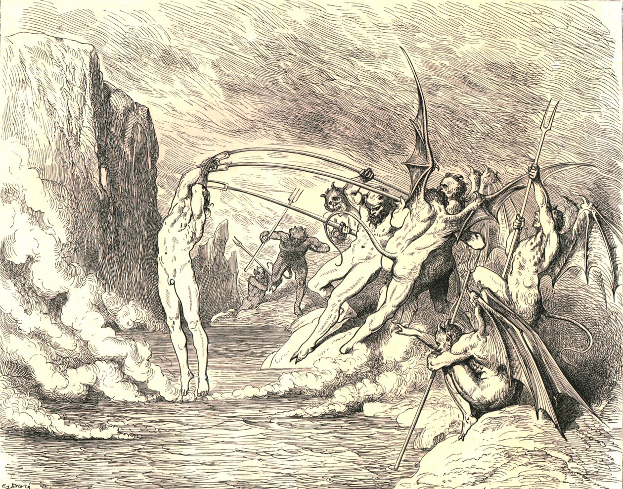 据说，他们用一百多个钩子钩住了他，大约在1890年。 作者 古斯塔夫·多尔（Gustave Dore）