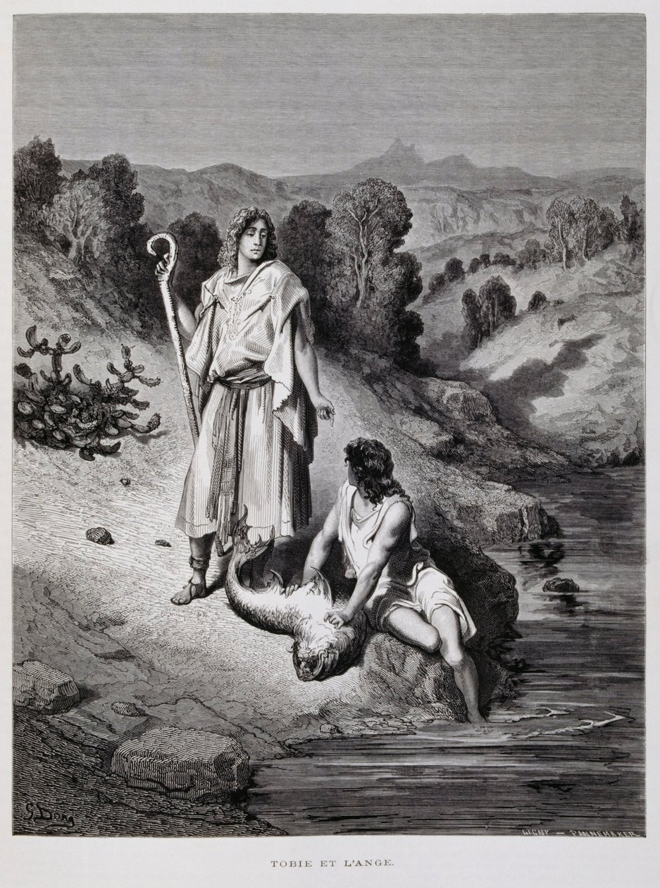 托比亚斯和天使，《多尔圣经》插图 作者 古斯塔夫·多尔（Gustave Dore）