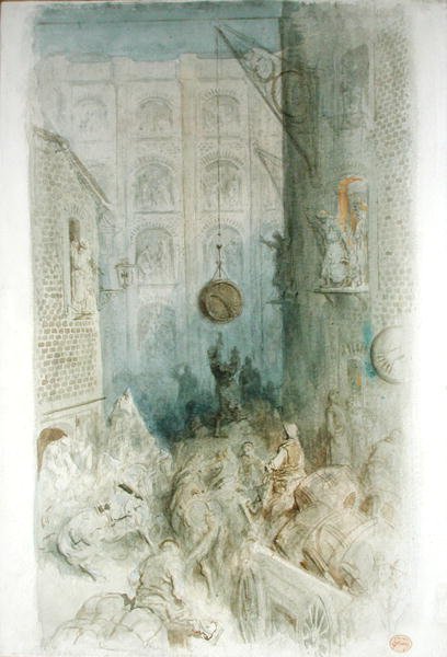 仓库，伦敦（纸上笔墨和水彩）。 作者 古斯塔夫·多尔（Gustave Dore）