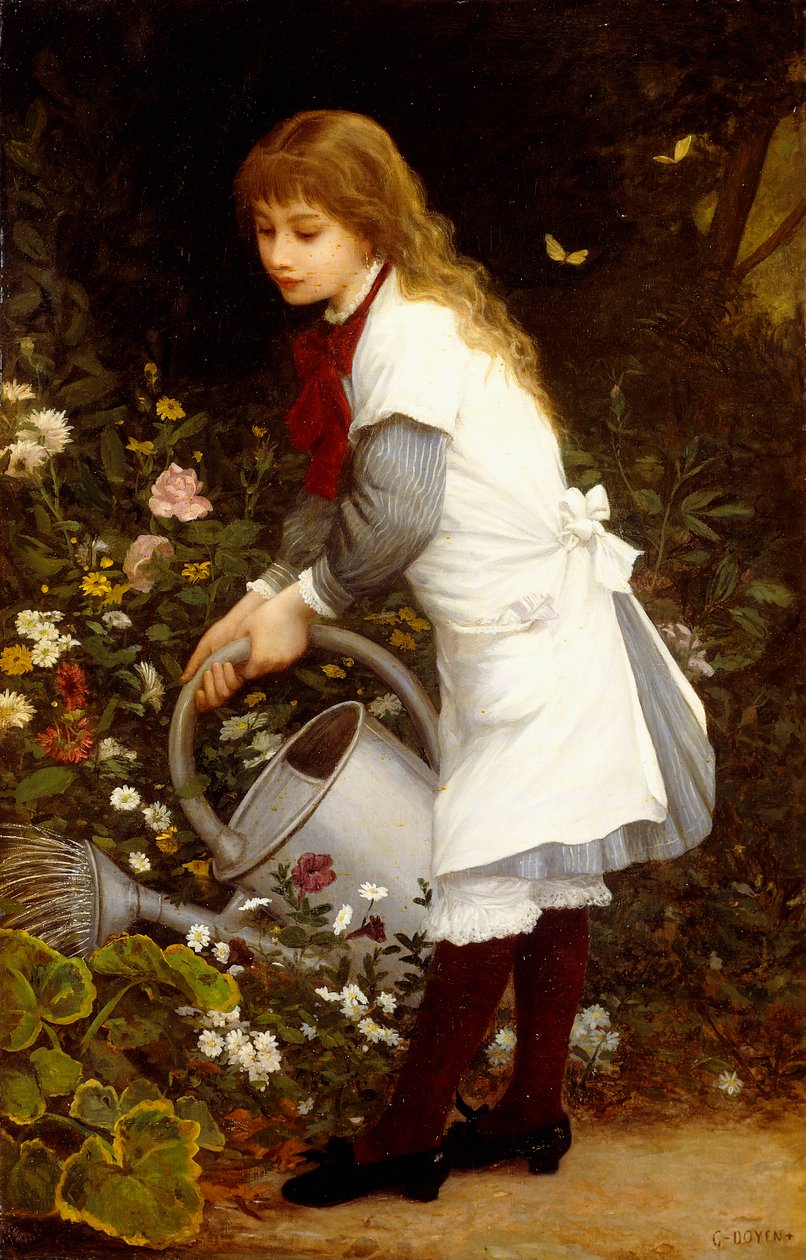 花园里的小女孩 作者 古斯塔夫·杜安（Gustave Doyen）