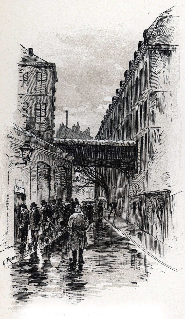 巴黎莫贝尔区 Rue de la Bucherie 的廉价旅馆（doss-house 或 doss house）景观，由 Gustave Fraipont（1849-1923 年）从 Saint-Juire 绘制 作者 古斯塔夫·弗赖蓬（Gustave Fraipont）
