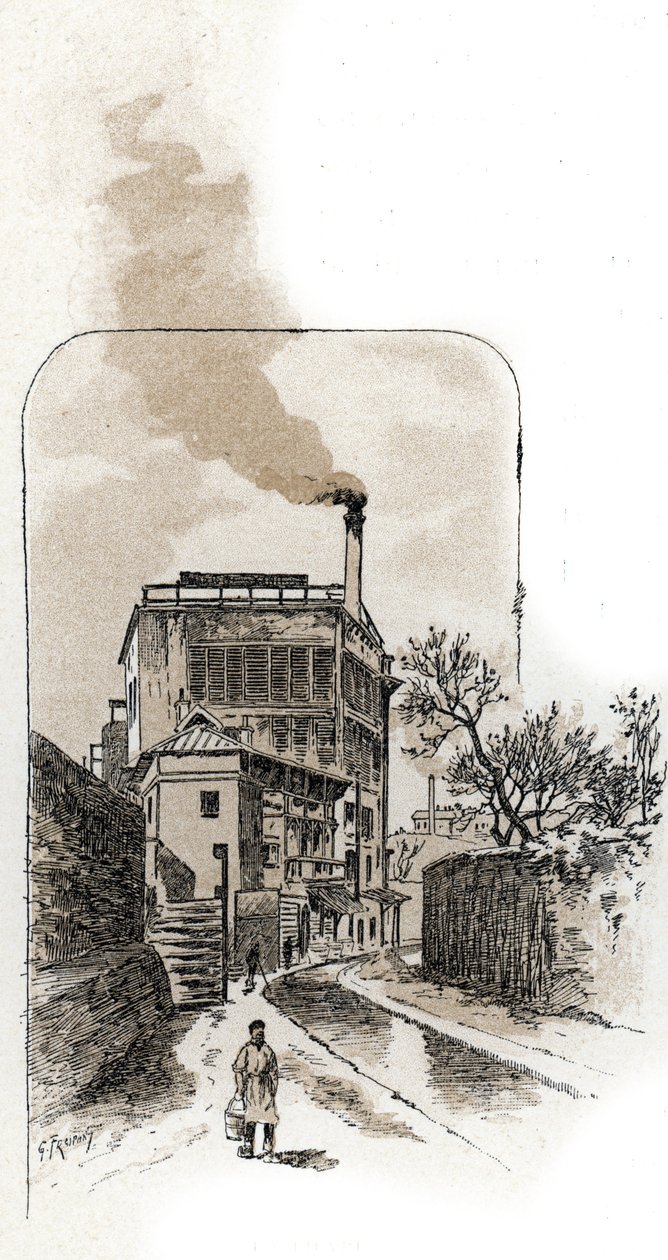 View of the Bievre river in Paris Drawing by Gustave Fraipont (1849-1923) from Saint-Juirs 作者 古斯塔夫·弗赖蓬（Gustave Fraipont）