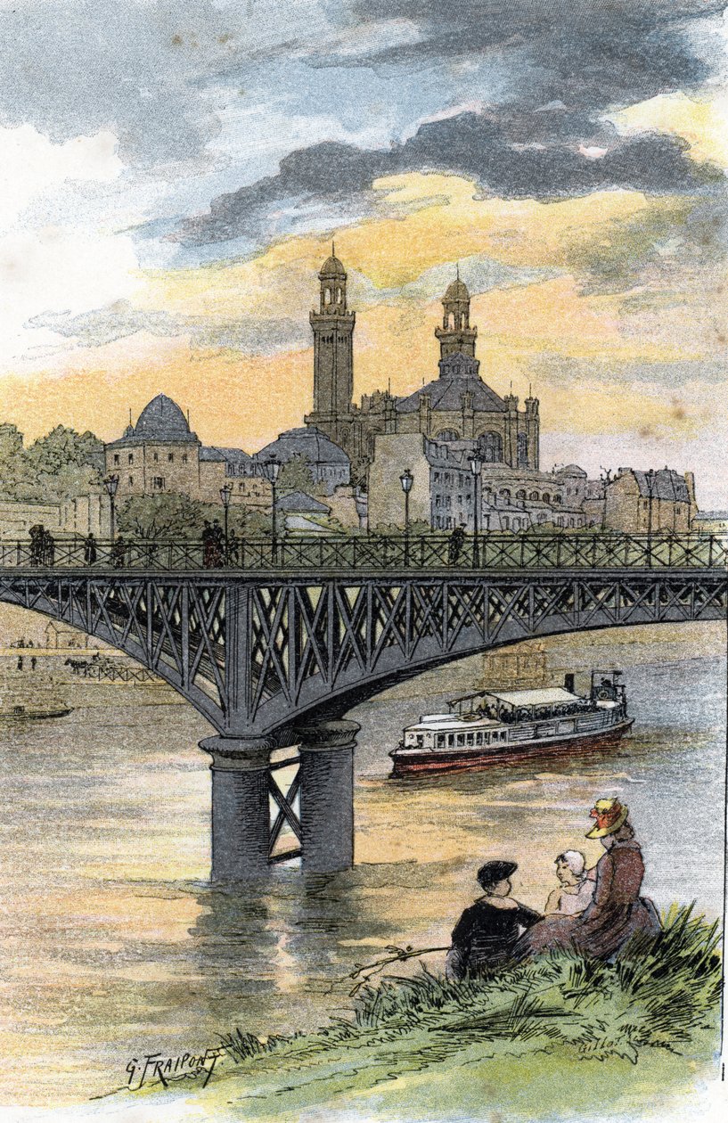 View of the footbridge of Passy (now bridge of Bir Hakeim) in Paris Drawing by Gustave Fraipont (1849-1923) from Saint-Juirs   1439108   zh       chinese Successfully Translated  Original: Eva Carrière producing ectoplasm, Paris, 8th May 1912, from Phenome 作者 古斯塔夫·弗赖蓬（Gustave Fraipont）