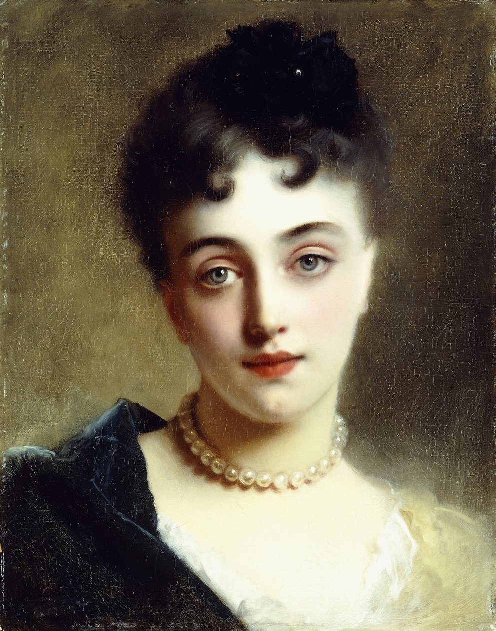 一位有珍珠的优雅女士， 作者 古斯塔夫·雅克（Gustave Jacquet）