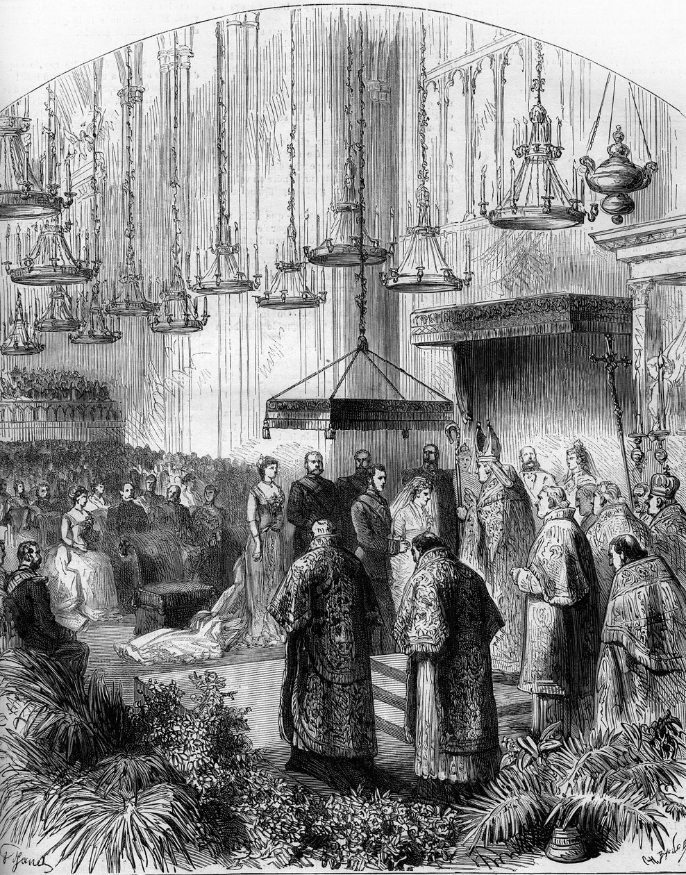 比利时的斯蒂芬妮公主（1864-1945）和奥地利的罗多尔夫大公（1858-1889）在维也纳的奥古斯丁大教堂举行婚礼 作者 古斯塔夫·珍妮特（Gustave Janet）
