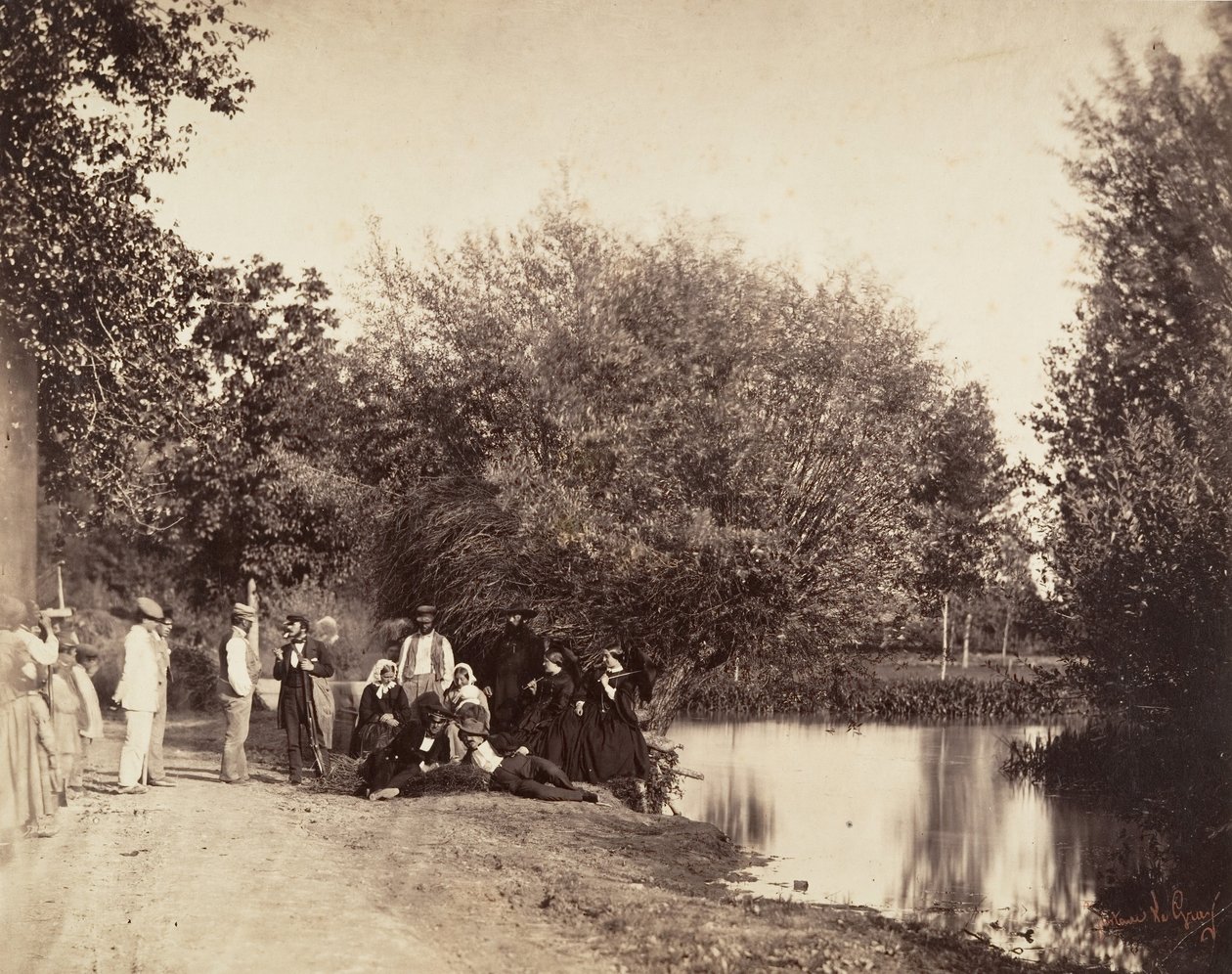 1857年，Petit-Mourmelon工厂的池塘附近的场景。 作者 古斯塔夫·勒格雷