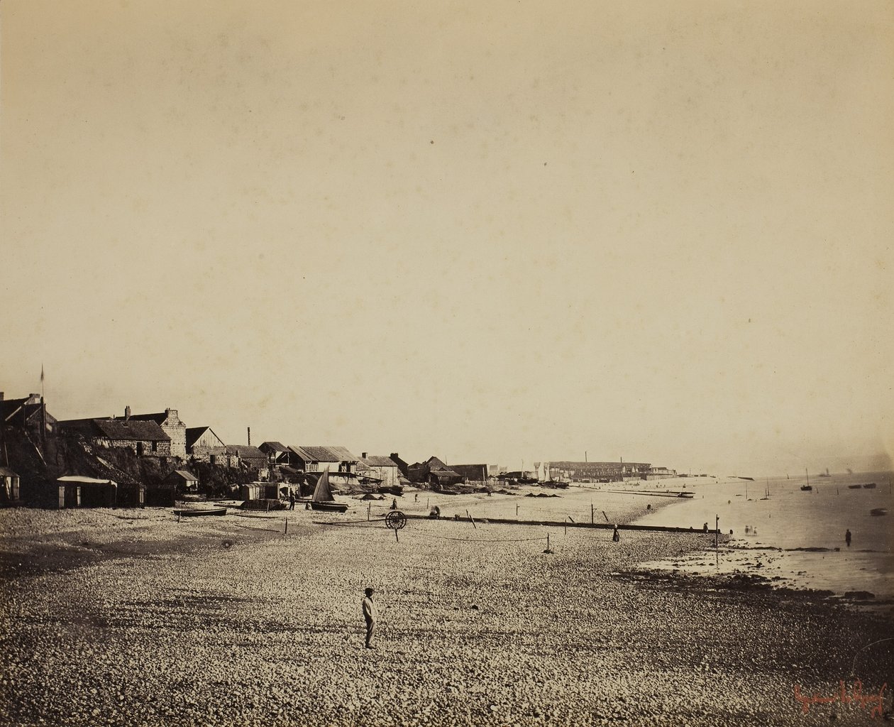 Sainte-Adresse的海滩，1856-57年 作者 古斯塔夫·勒格雷