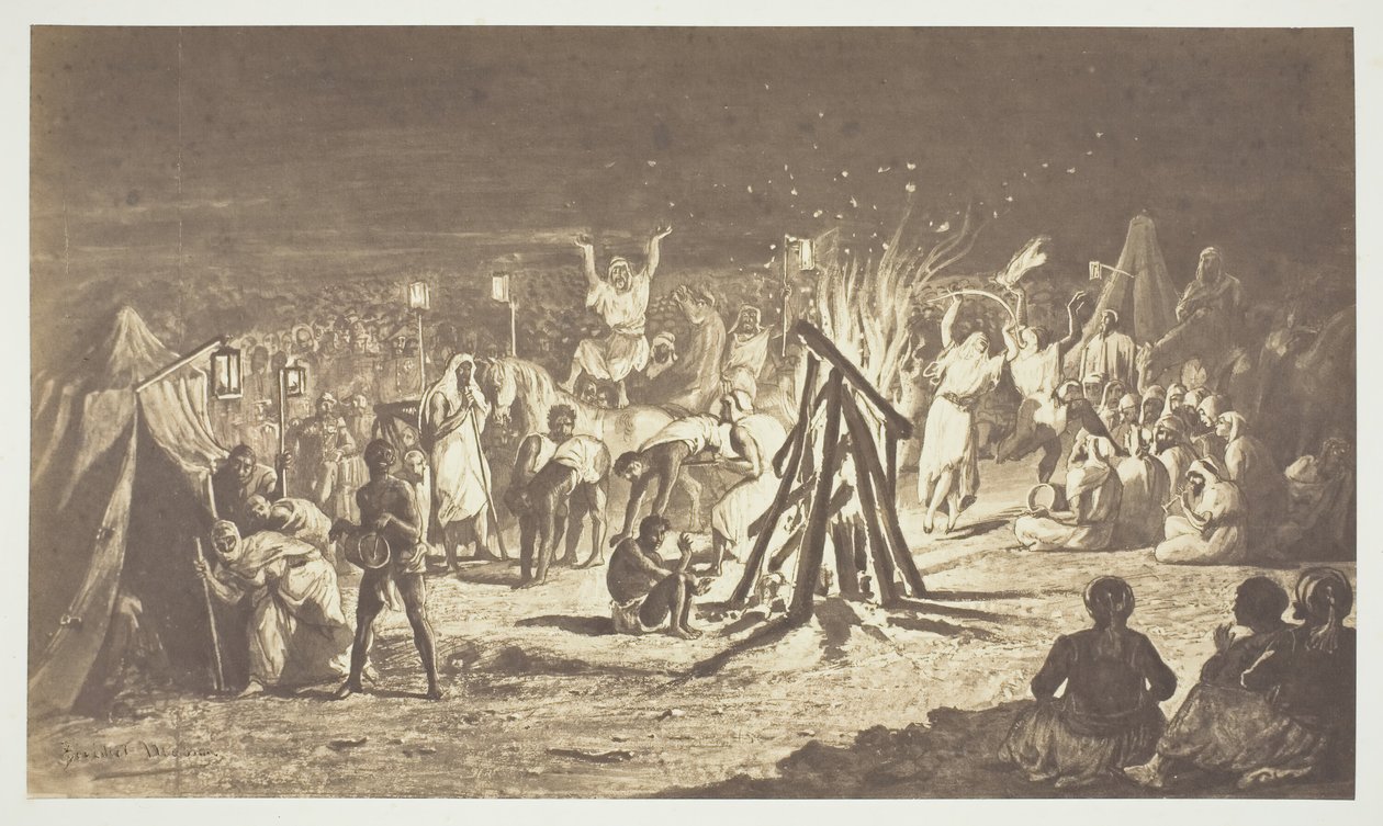 无题[贝内迪克特-马松的《夏隆营地的篝火》画作]，1857年。   作者 古斯塔夫·勒格雷