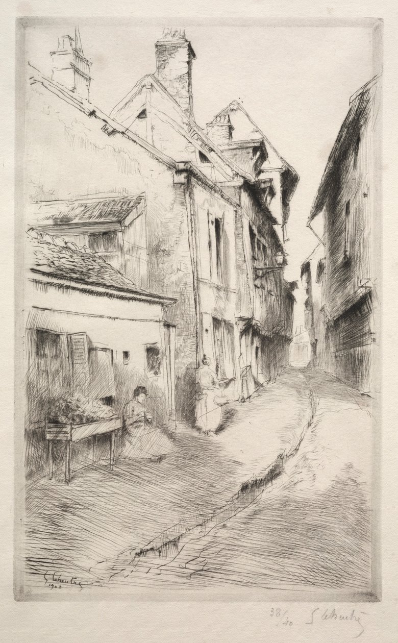 1902年，特鲁瓦的勒科街（rue de lEcole）。 作者 古斯塔夫·莱休特（Gustave Leheutre）