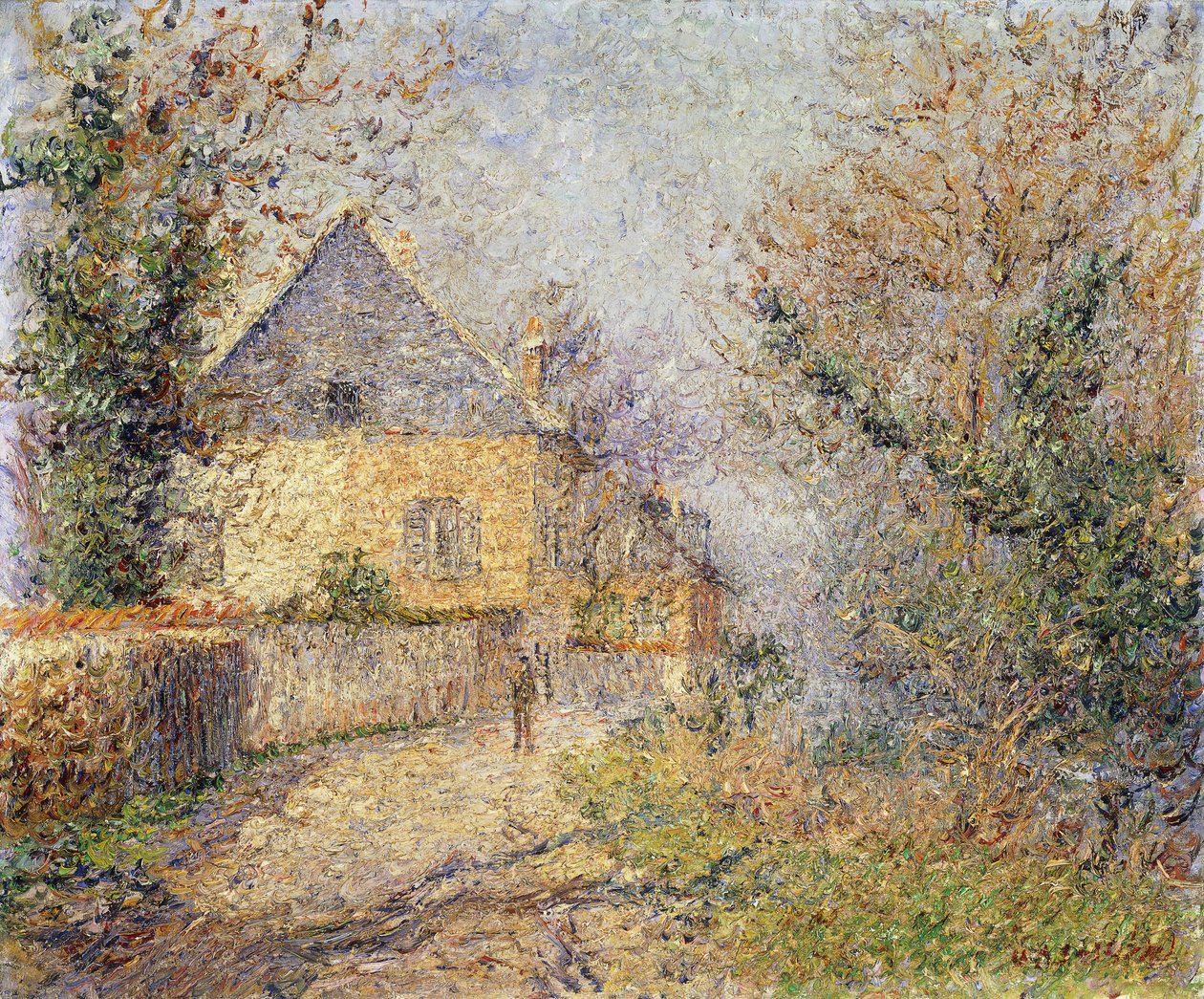 L“卢浮宫的厄尔河沿岸的房屋；卢浮宫，厄尔省的Maisons au Bord de L”，1902年 作者 古斯塔夫·洛索（Gustave Loiseau）