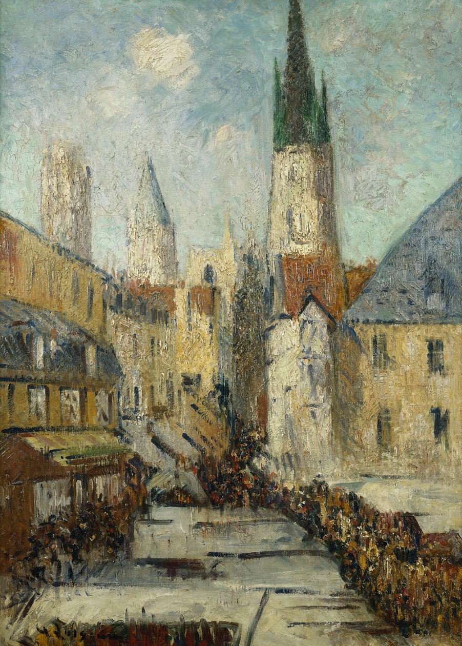 Rue de l“ Epicerie和鲁昂大教堂，约1929年 作者 古斯塔夫·洛索（Gustave Loiseau）