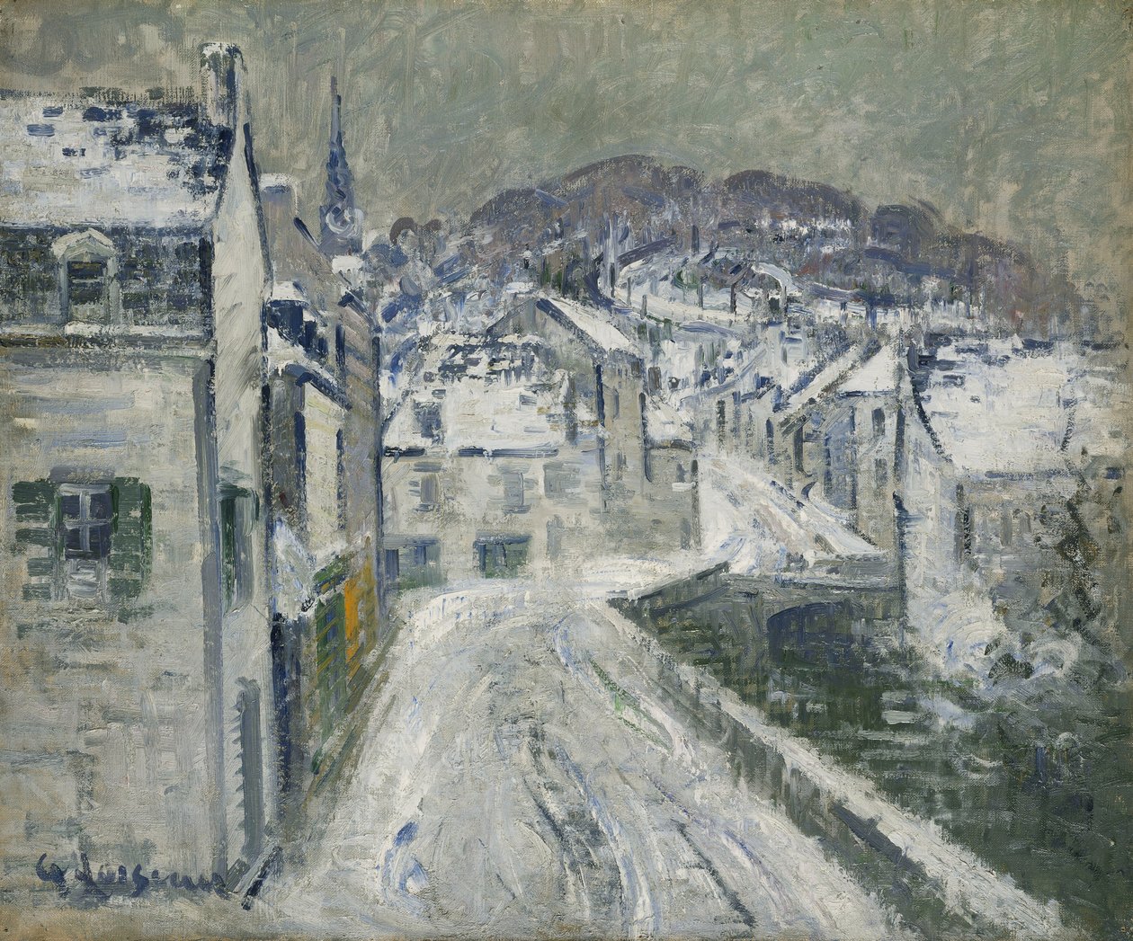 在蓬艾文（Ant）中下雪； Neige Pont-Aven，1922年 作者 古斯塔夫·洛索（Gustave Loiseau）