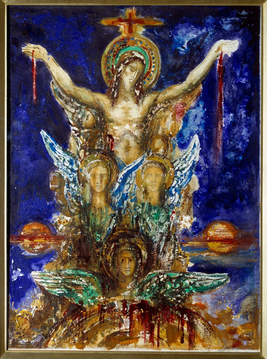 基督救世主水彩画，古斯塔夫·莫罗（Gustave Moreau） 作者 古斯塔夫·莫罗（Gustave Moreau）