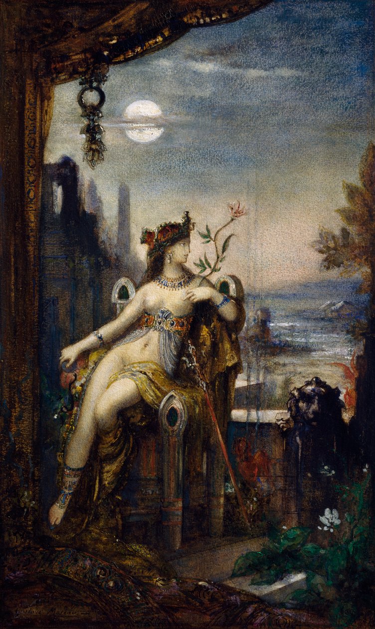 克利奥帕特拉，古斯塔夫·莫罗，水彩画 作者 古斯塔夫·莫罗（Gustave Moreau）