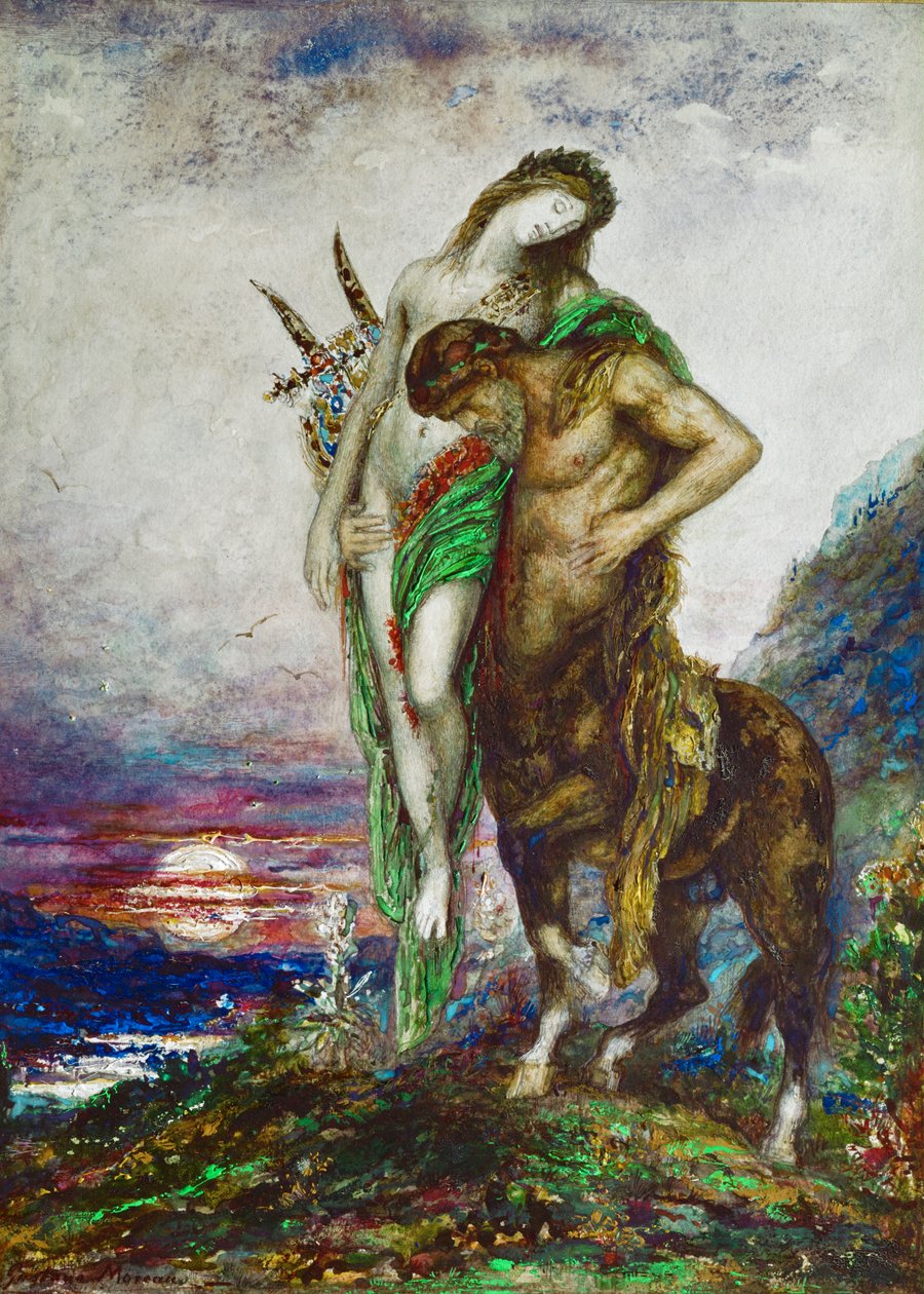 半人马驮着死去的诗人（布面油画） 作者 古斯塔夫·莫罗（Gustave Moreau）