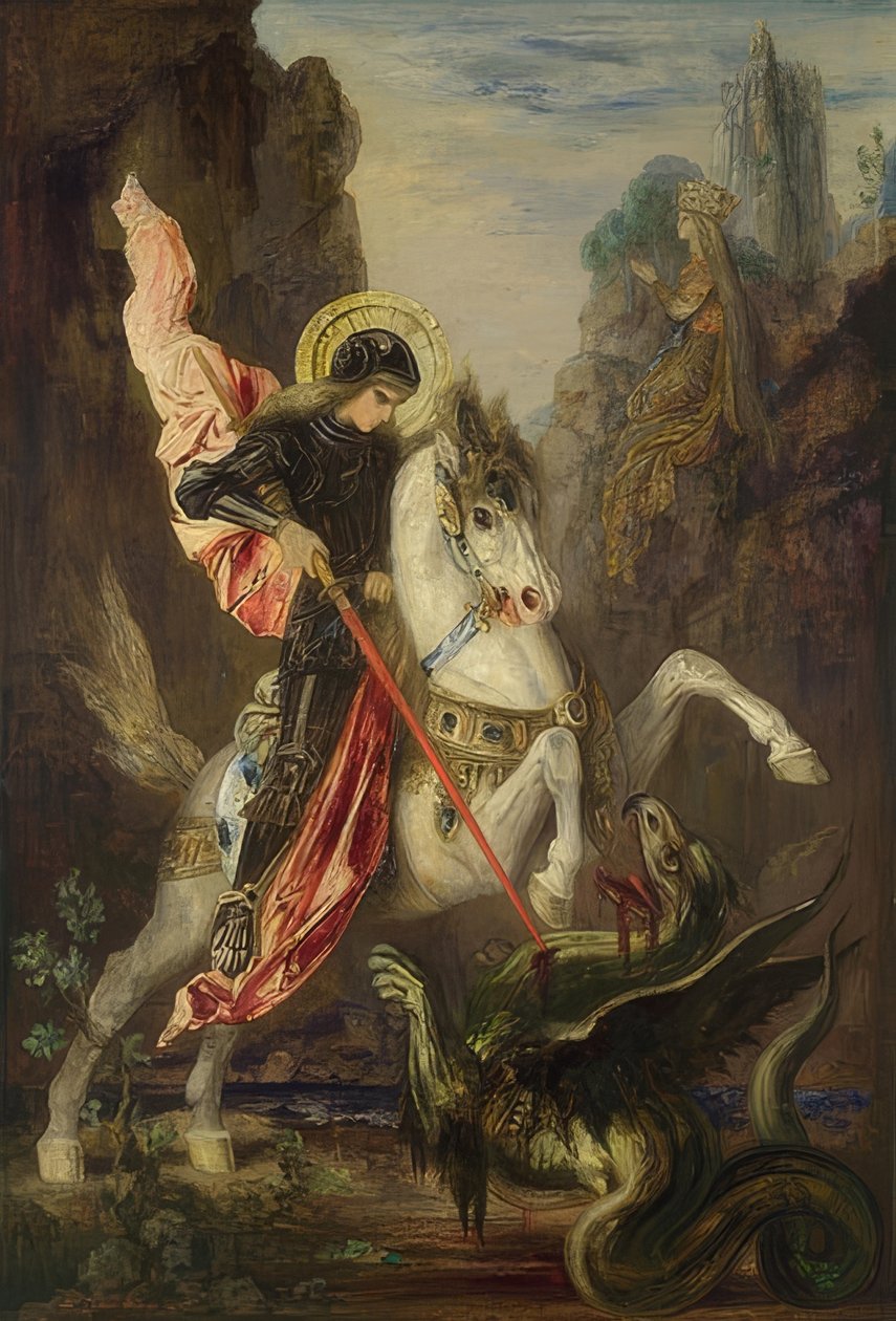 圣乔治和龙。 1889-90 作者 古斯塔夫·莫罗（Gustave Moreau）