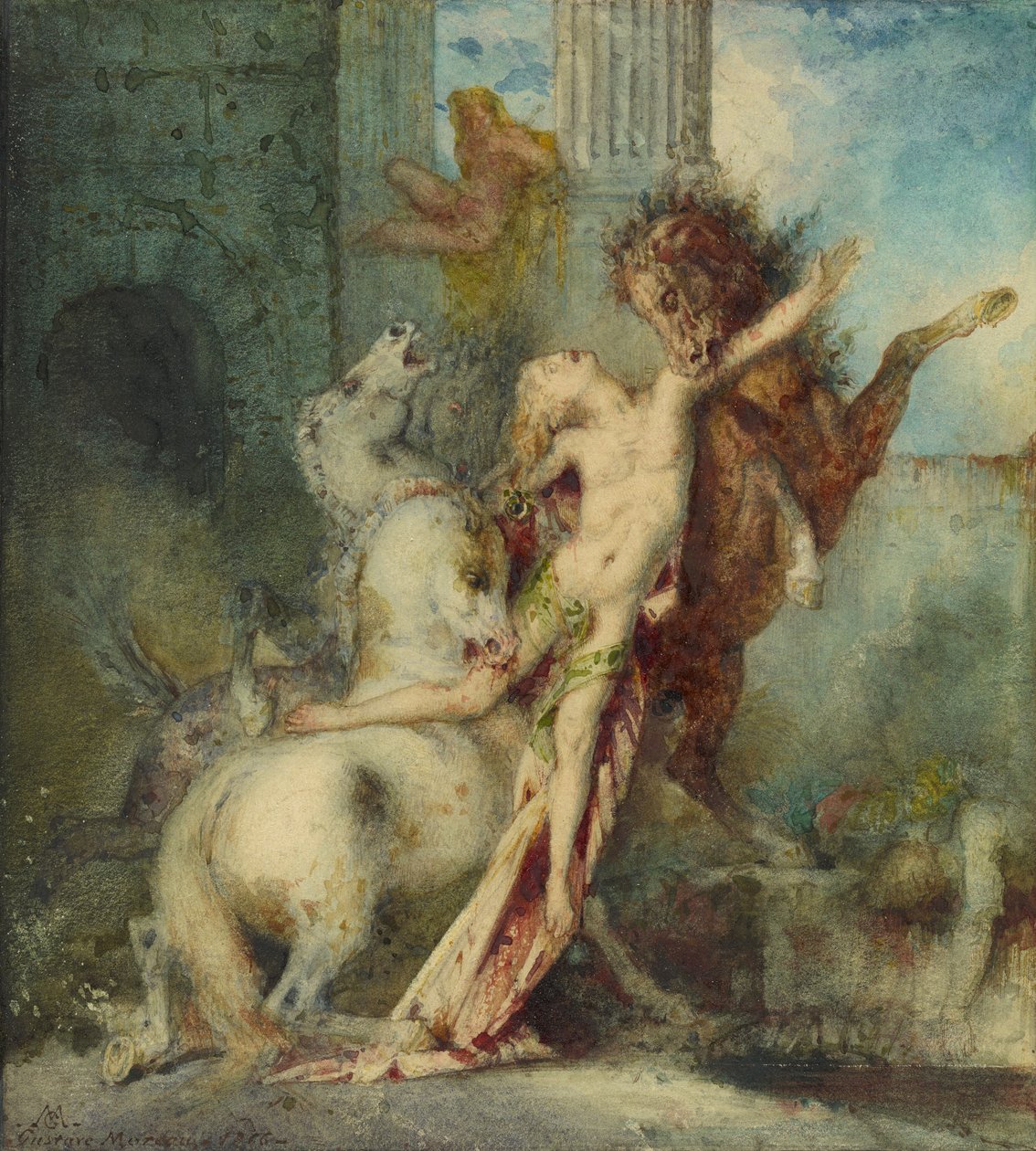 狄俄墨得斯被马吞噬 作者 古斯塔夫·莫罗（Gustave Moreau）