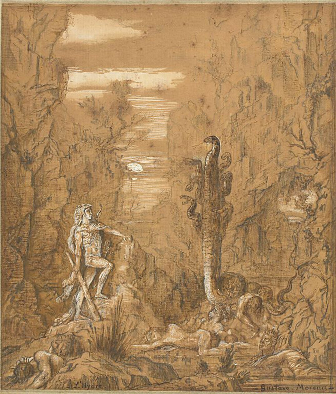 赫拉克勒斯与莱尔纳的九头蛇 作者 古斯塔夫·莫罗（Gustave Moreau）