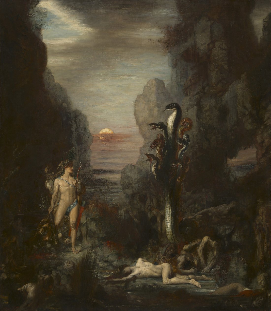 大力神和莱纳水蛇，1875-76年 作者 古斯塔夫·莫罗（Gustave Moreau）