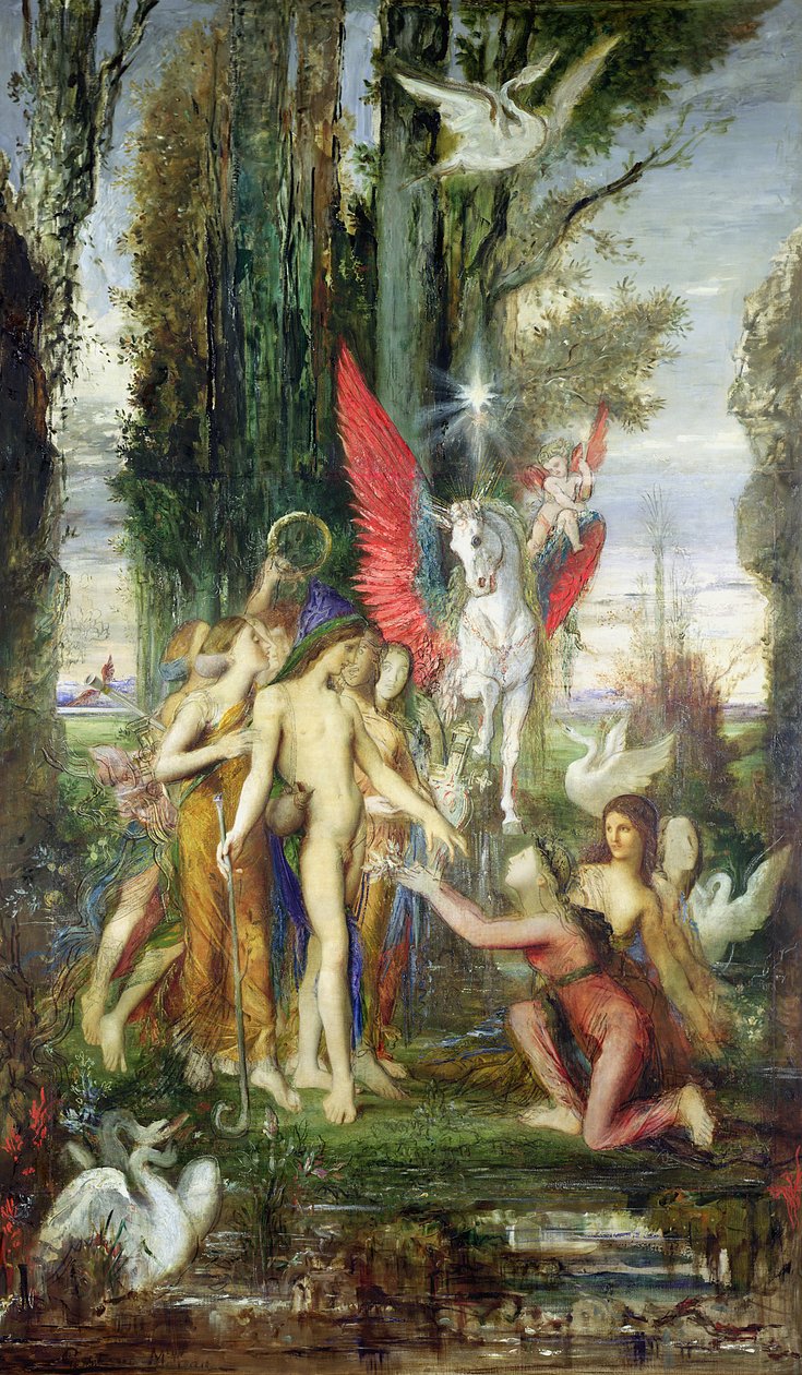 赫西奥德（公元前700年）和缪斯 作者 古斯塔夫·莫罗（Gustave Moreau）