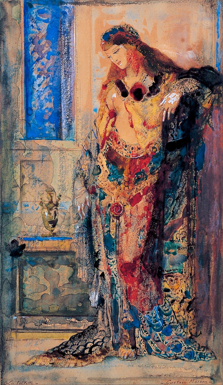 "东方主义"，身着睡衣的年轻女子 - 古斯塔夫-莫罗（1826-1898）1885-1890 年的绘画 日本东京布利杰斯通艺术博物馆 作者 古斯塔夫·莫罗（Gustave Moreau）
