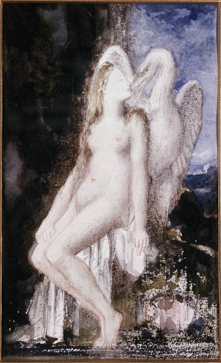 丽达和天鹅。 古斯塔夫·莫罗 (1826-1898) 的绘画。 作者 古斯塔夫·莫罗（Gustave Moreau）