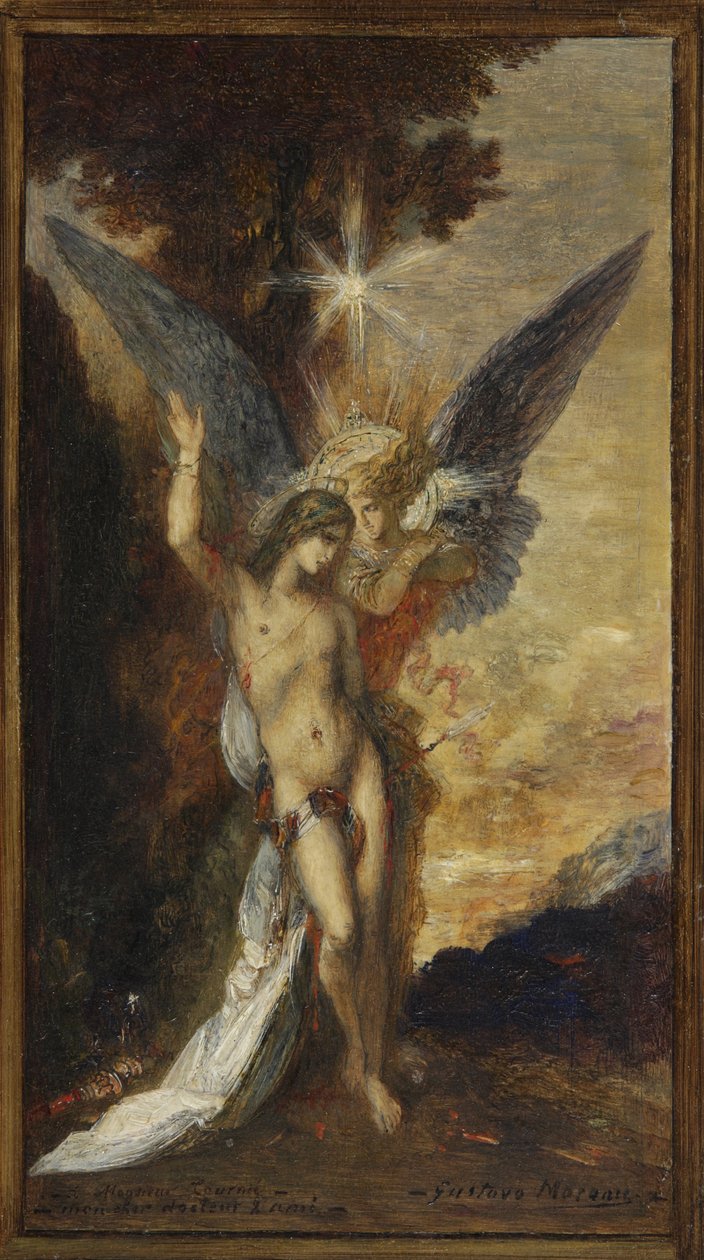 莫罗 - 圣塞巴斯蒂安和天使，约 1876 年 作者 古斯塔夫·莫罗（Gustave Moreau）