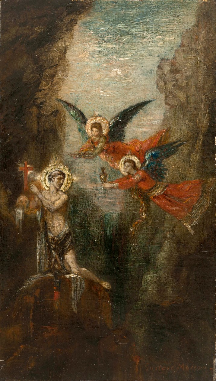 莫罗 - 沙漠中的圣徒，约 1879 年 作者 古斯塔夫·莫罗（Gustave Moreau）