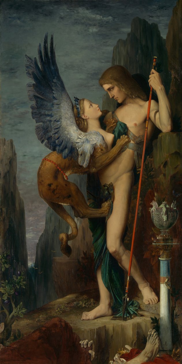 俄狄浦斯与狮身人面像，1864年。 作者 古斯塔夫·莫罗（Gustave Moreau）