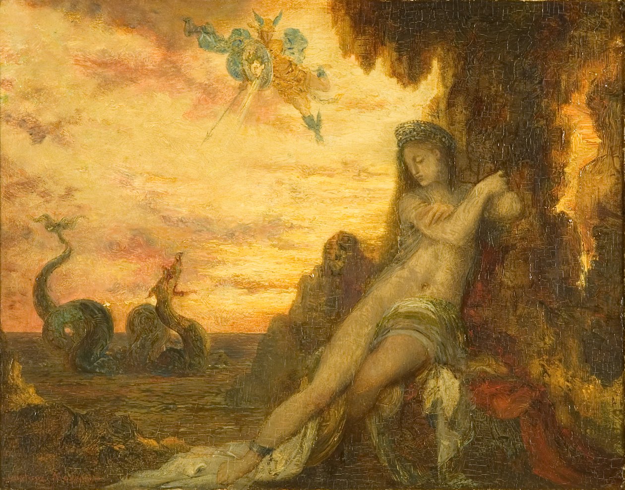 珀尔修斯和安德洛墨达，约1870年（油画板）。 作者 古斯塔夫·莫罗（Gustave Moreau）