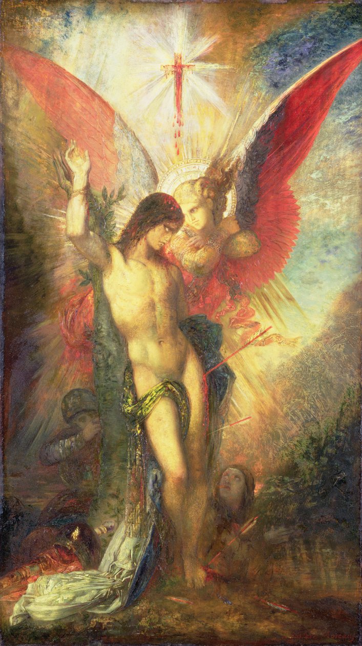 圣塞巴斯蒂安和天使，c.1876 作者 古斯塔夫·莫罗（Gustave Moreau）