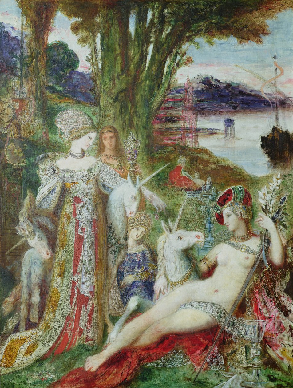 独角兽（布面油画） 作者 古斯塔夫·莫罗（Gustave Moreau）
