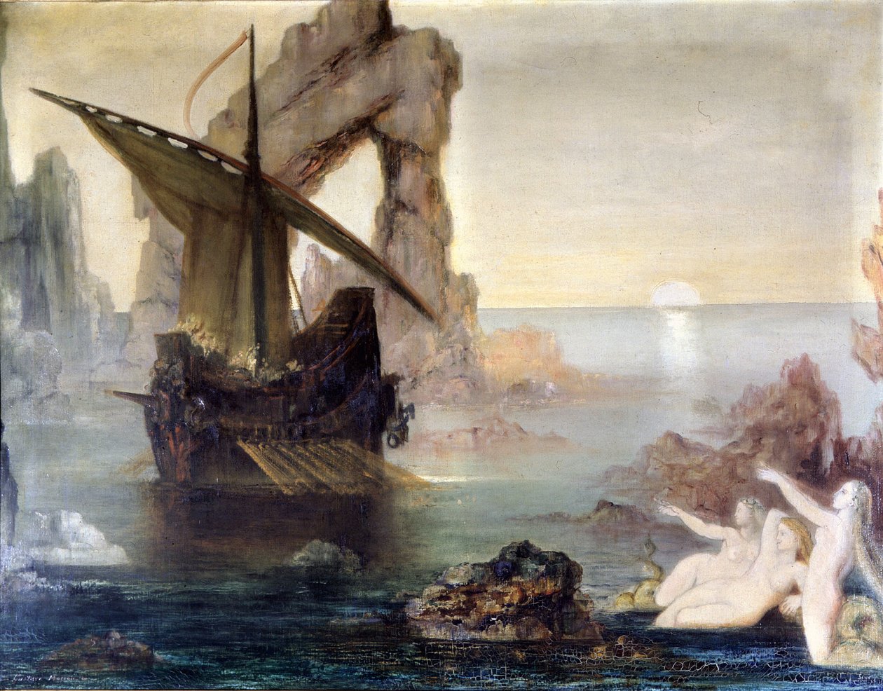 古斯塔夫·莫罗的《尤利西斯与美人鱼》。 作者 古斯塔夫·莫罗（Gustave Moreau）