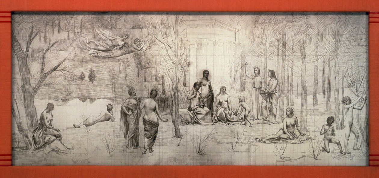 皮埃尔-普维斯-德-沙畹（1824-1898）画作的新艺术风格画框，古斯塔夫-塞鲁里耶-博维（1858-1910），法国 作者 古斯塔夫·塞鲁里尔·博维