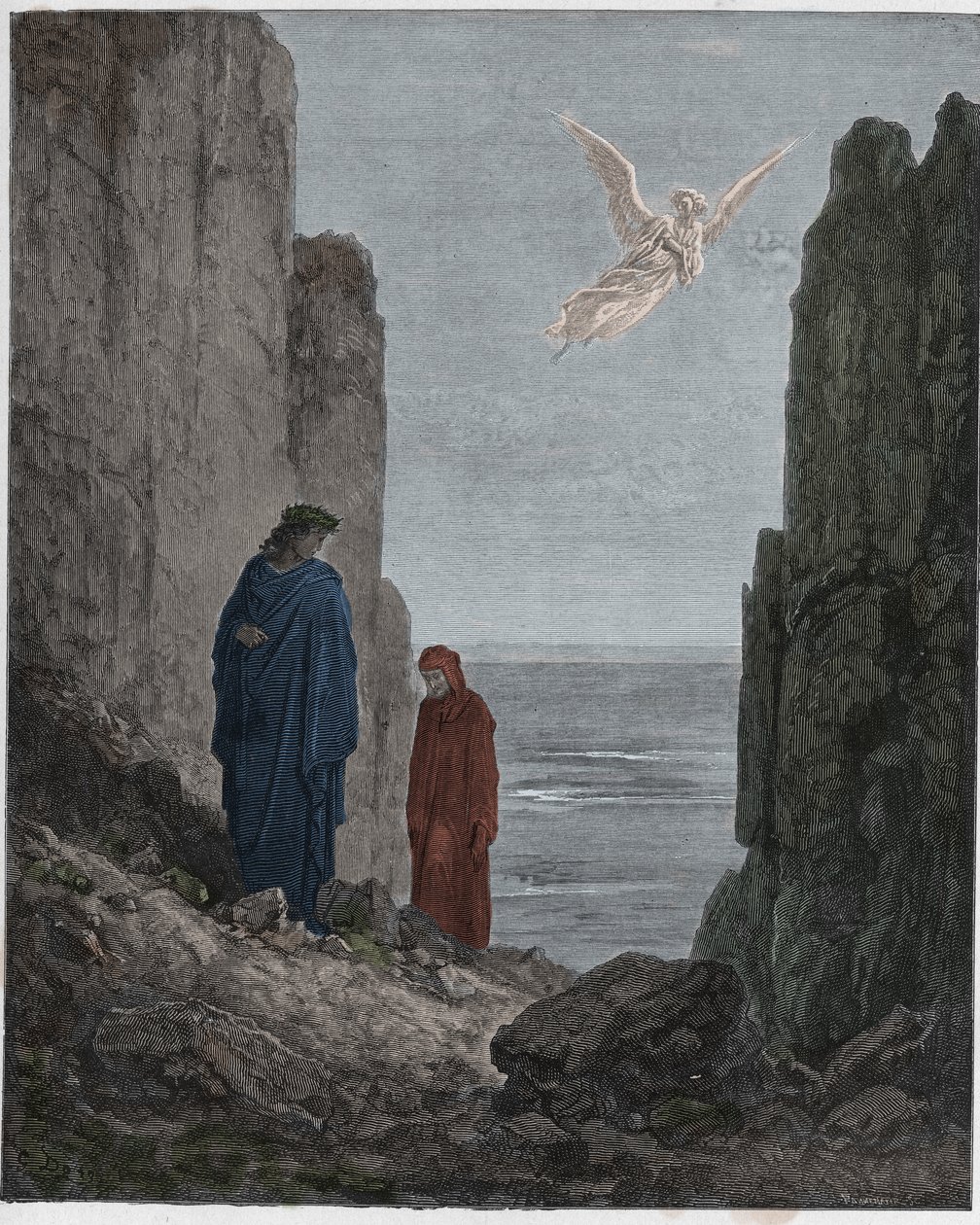 Purgatorio，Canto 19：诗人登上第五个圆圈，插图来自The Danine Comedy by Dante Alighieri，1885年（数字彩色雕刻） 作者 古斯塔夫之后多尔