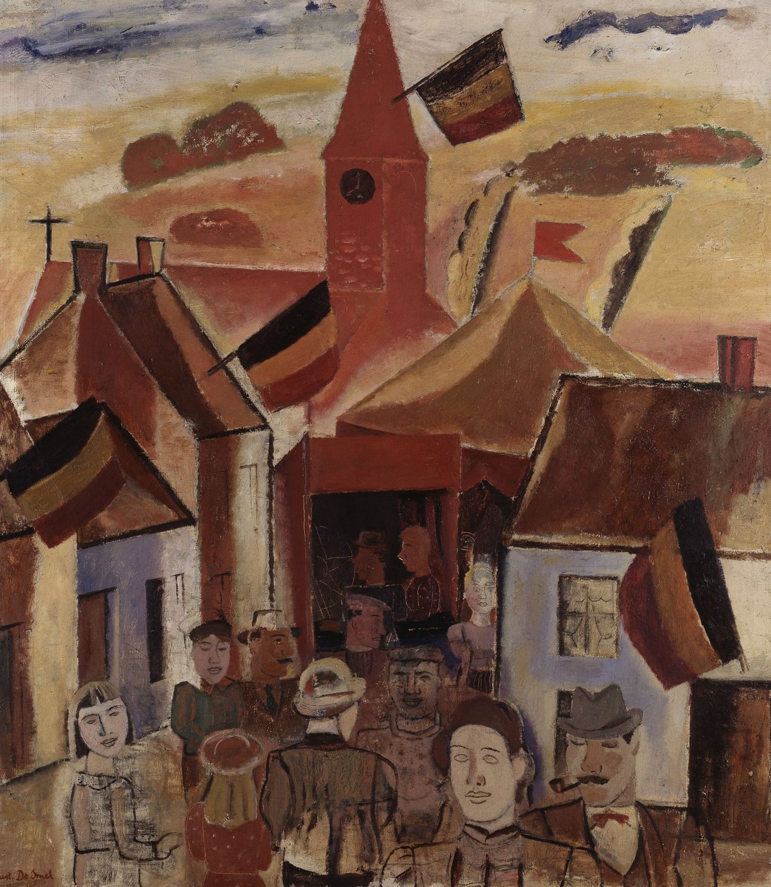 乡村集市，约 1930 年（布面油画） 作者 古斯塔夫·德·斯梅特