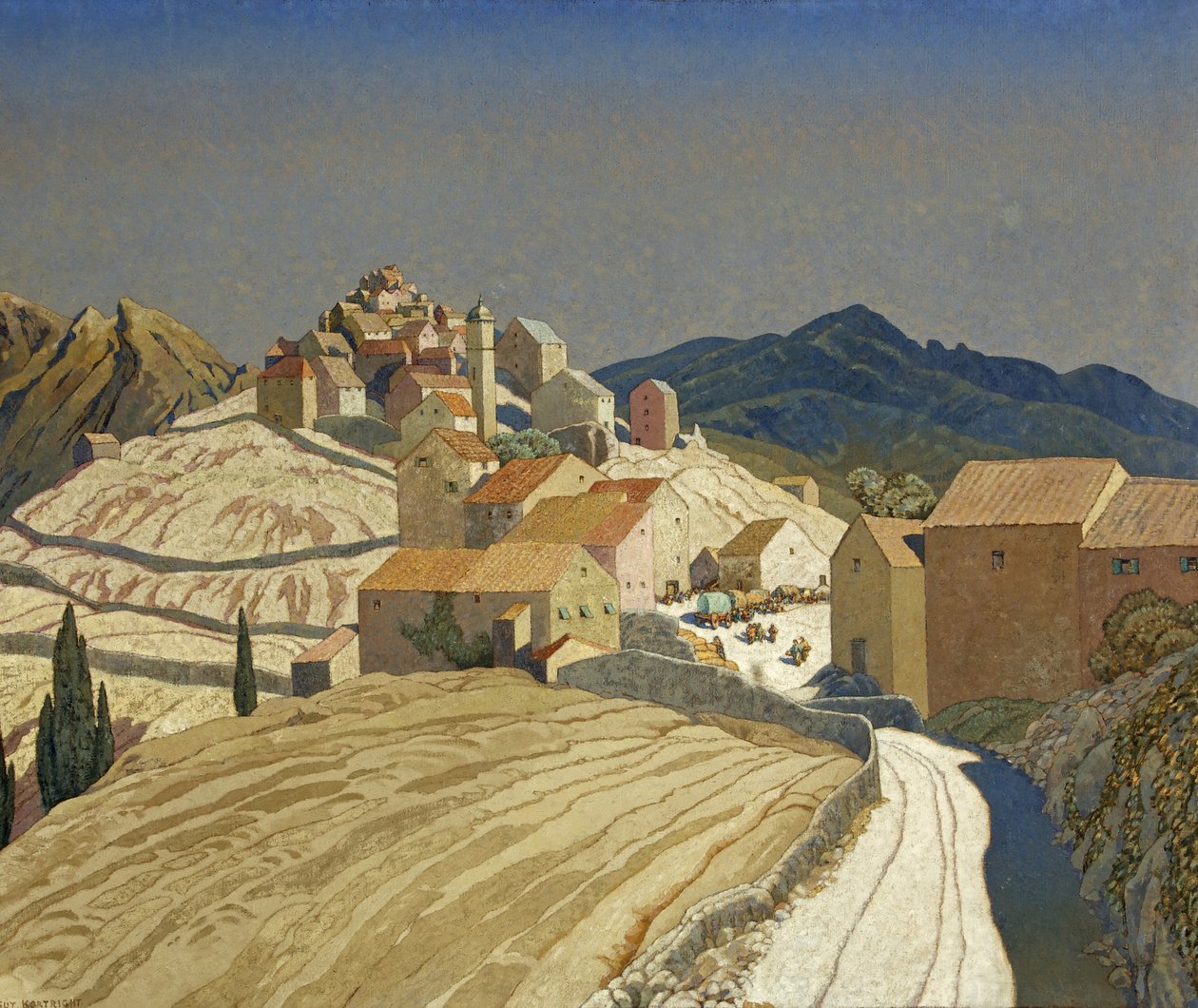 科西嘉岛的圣皮埃尔，c.1933（布面油画） 作者 盖伊·科特赖特